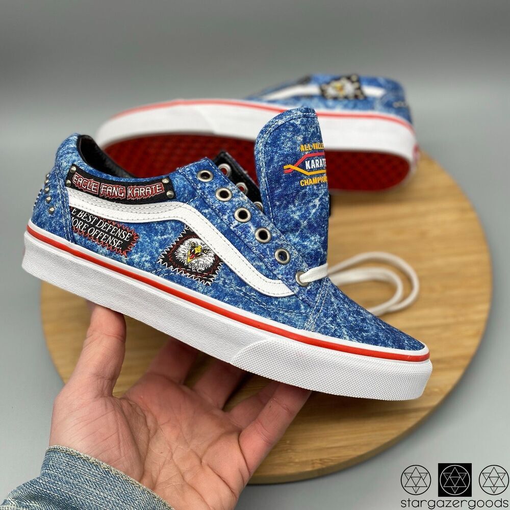 Vans Cobra Karate Shoes Blue 90s Canvas Denim Skate Sneakers Mens 7 Womens 8.5